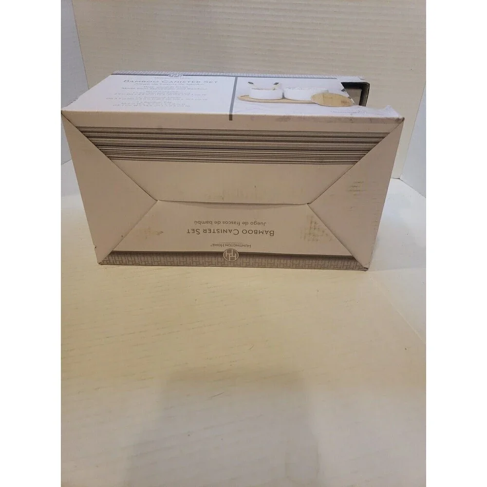 New In Box Huntington Home Bamboo Canister Set With Smooth Finish